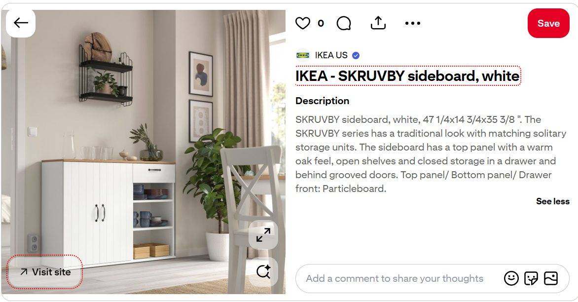 IKEA US's shoppable image on Pinterest